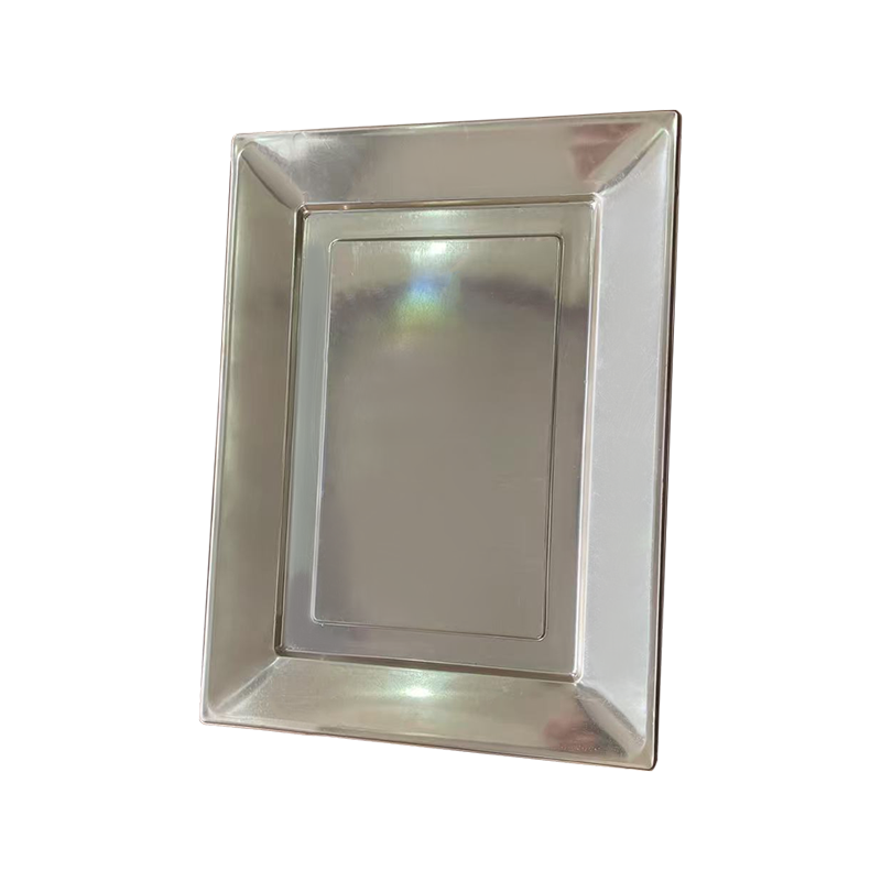 ถาดอาหารสีเงิน PS แบบใช้แล้วทิ้ง