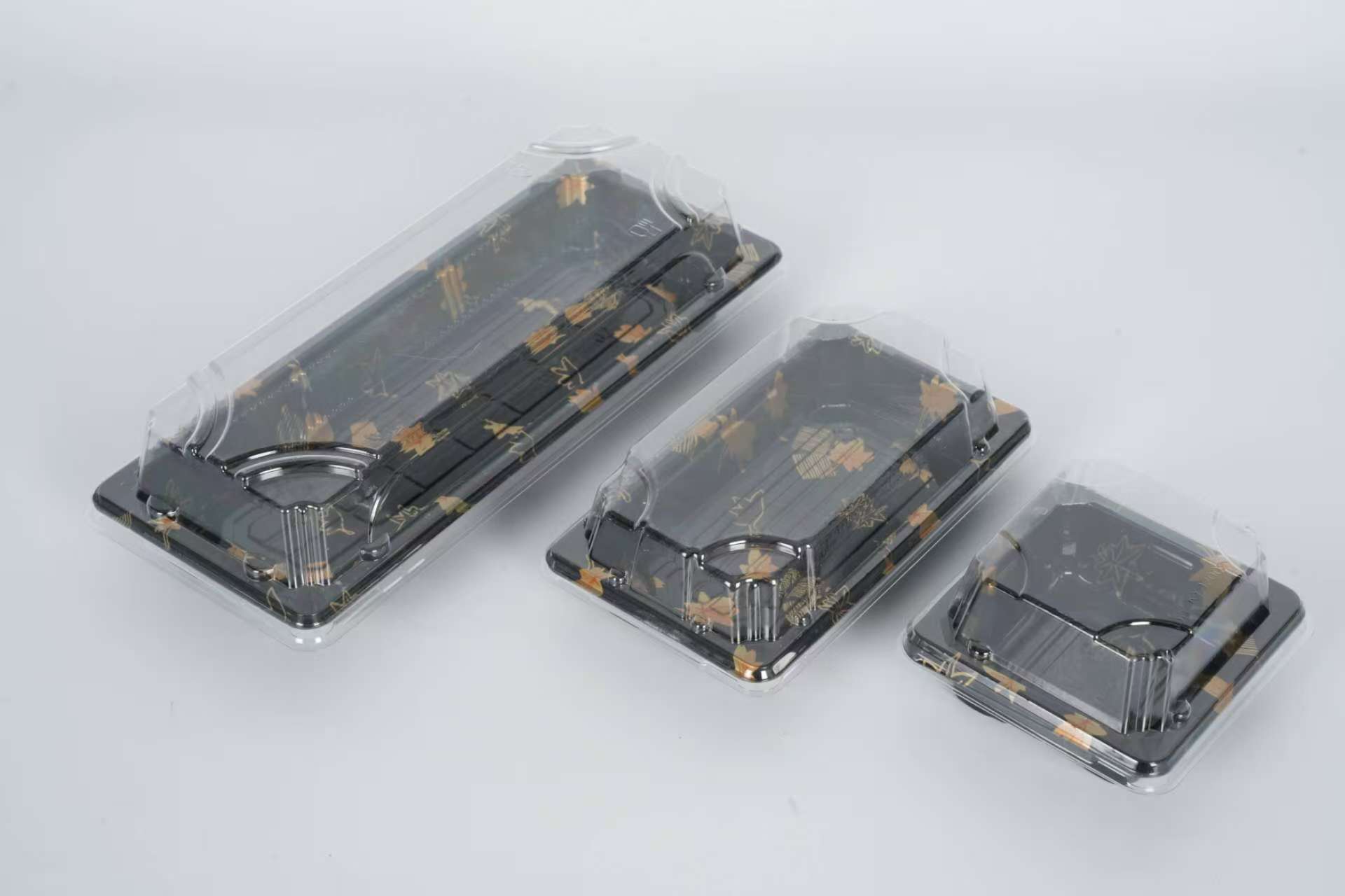 กล่องถาดใส่อาหารซูชิพลาสติก PP แบบใช้แล้วทิ้ง 