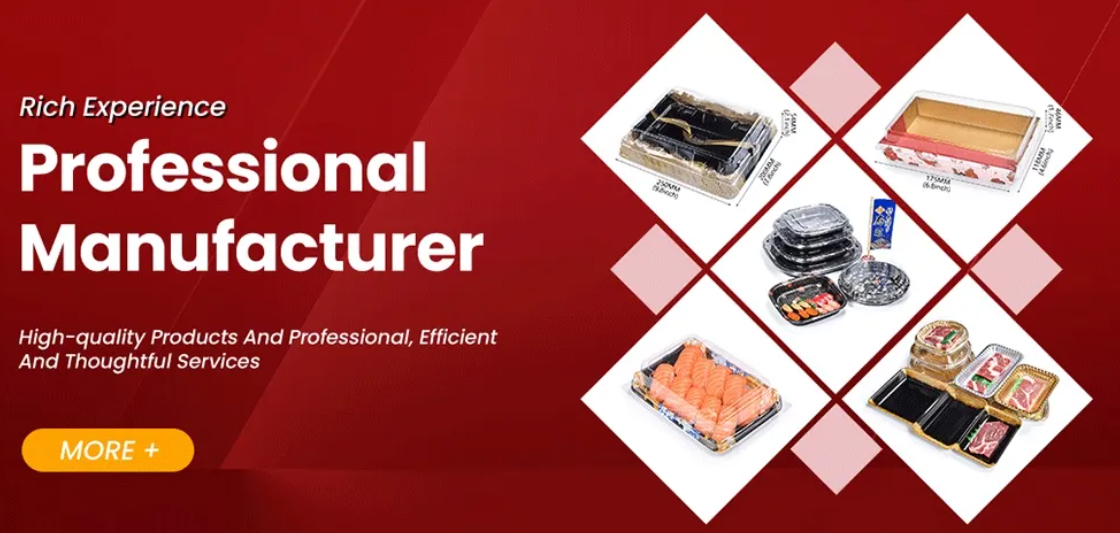 กล่องถาดใส่อาหารซูชิพลาสติกแบบใช้แล้วทิ้ง 